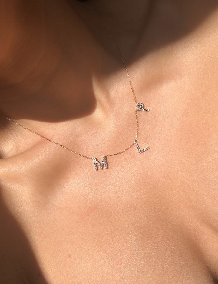 3 Letter Lab-Diamond Initial Pendant