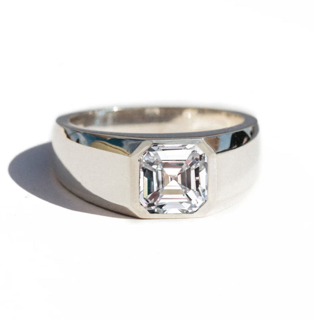 Mens Bezel Set Asscher Cut 1.50ct