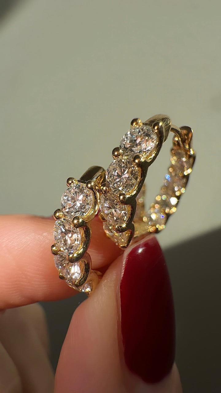 5.4ct Pair | Diamond Hidden Halo Huggie