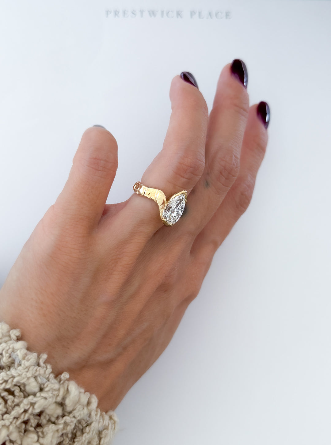 3.0ct Hammered Pear Diamond