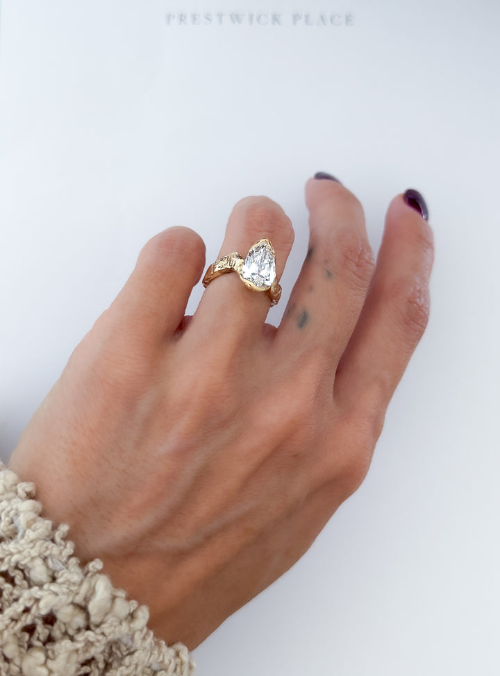 3.0ct Hammered Pear Diamond