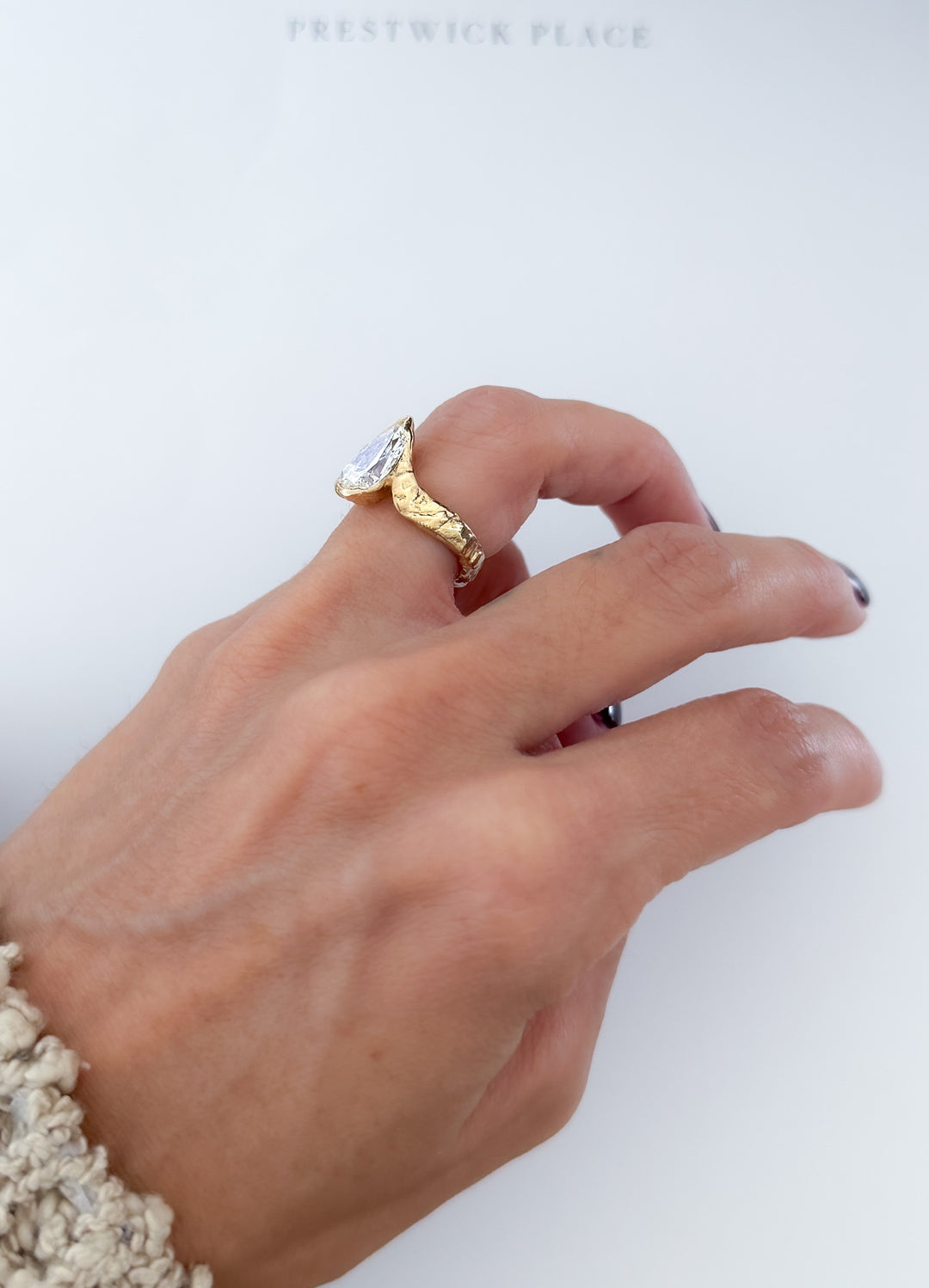 3.0ct Hammered Pear Diamond