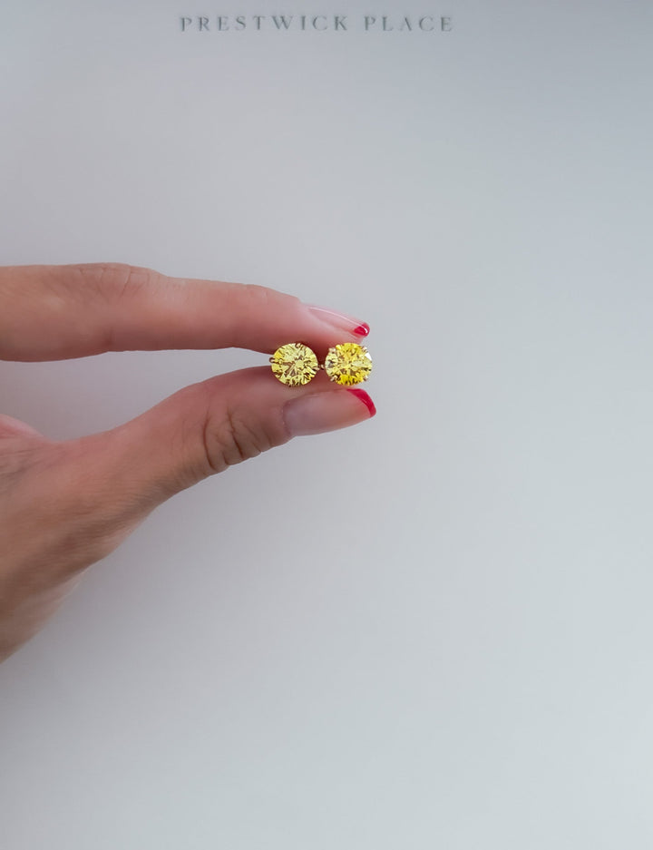 4.0ct Pair | Fancy Vivid Yellow Diamond Earrings