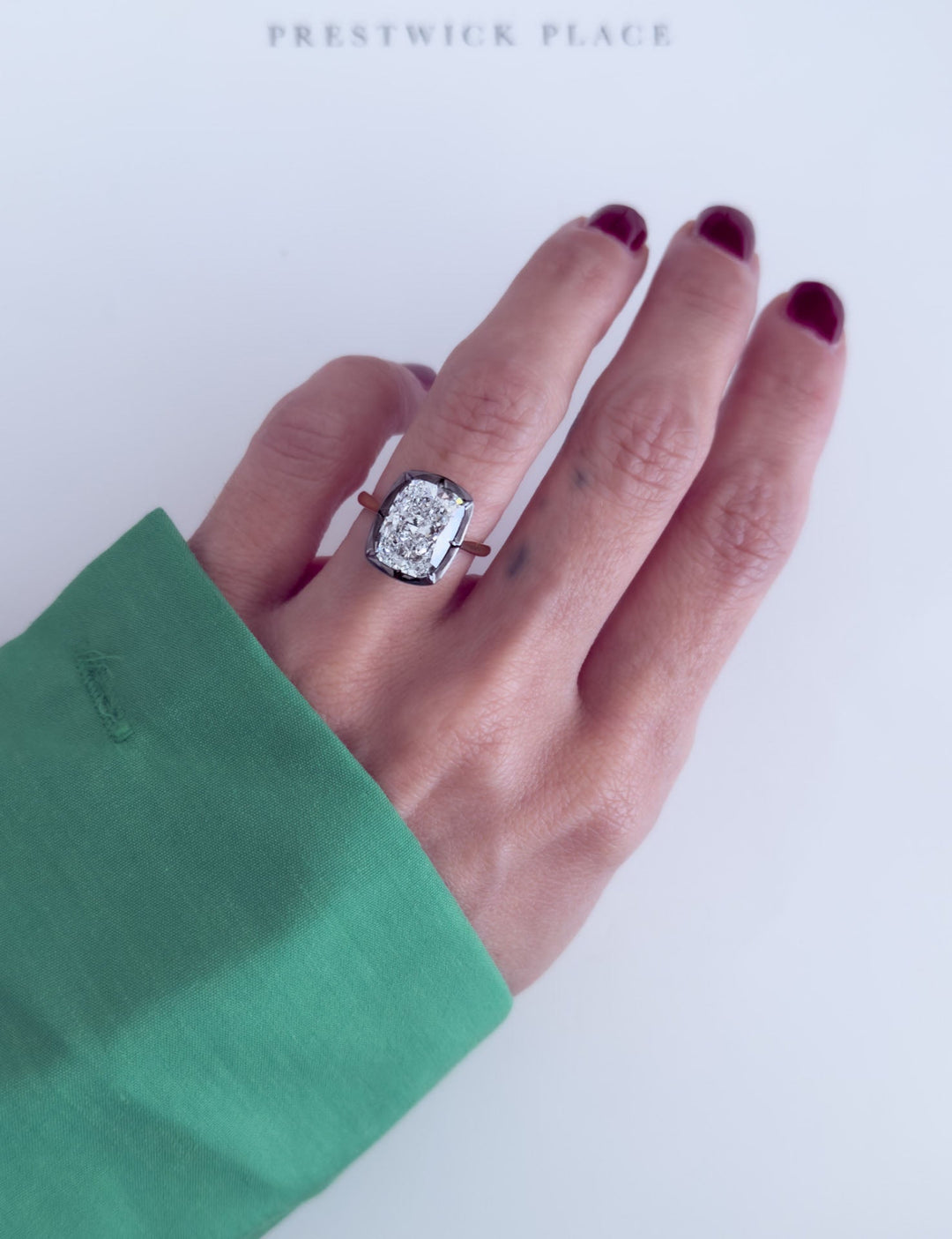 4.0ct Elongated Georgian Cushion Cut Diamond