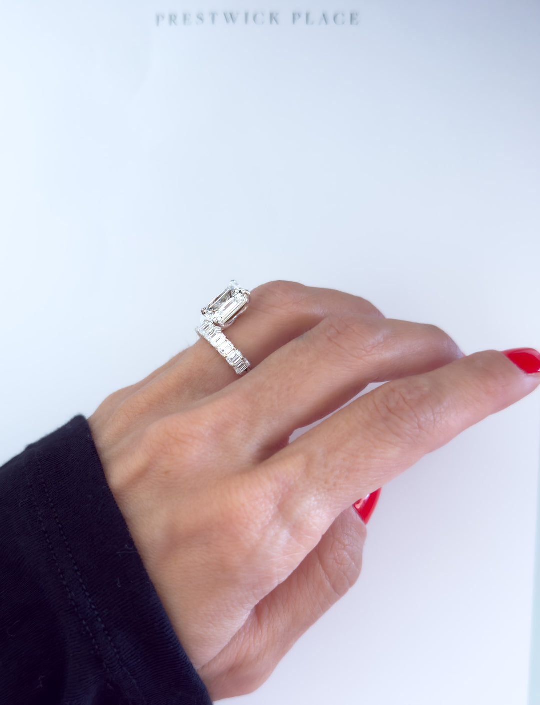 Augustus Solitaire 4.5ct with Diamond Band - Emerald Cut Lab-Diamond