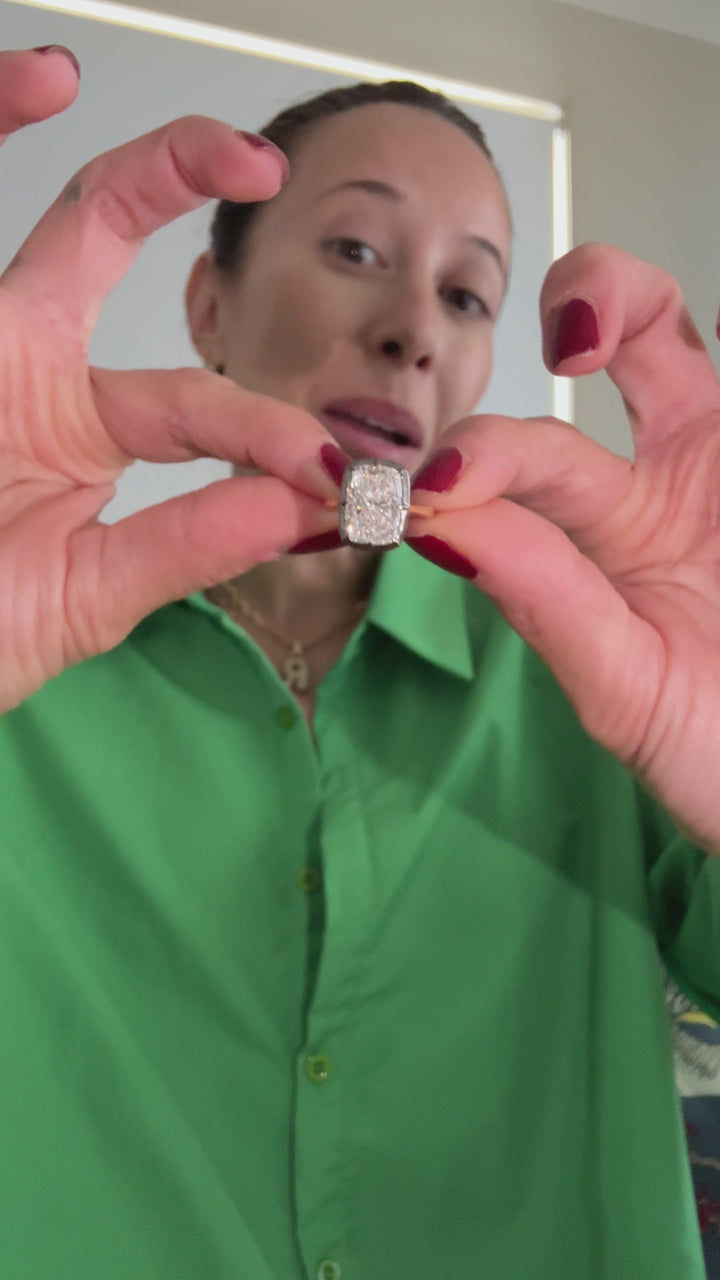 4.0ct Elongated Georgian Cushion Cut Diamond