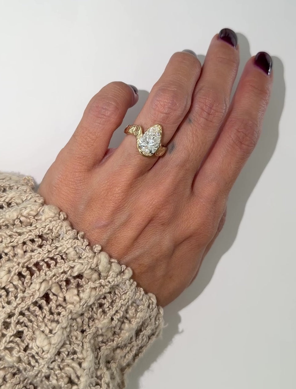 3.0ct Hammered Pear Diamond