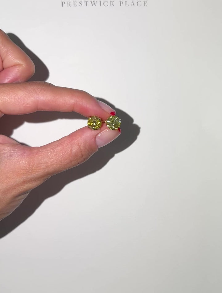 4.0ct Pair | Fancy Vivid Yellow Diamond Earrings