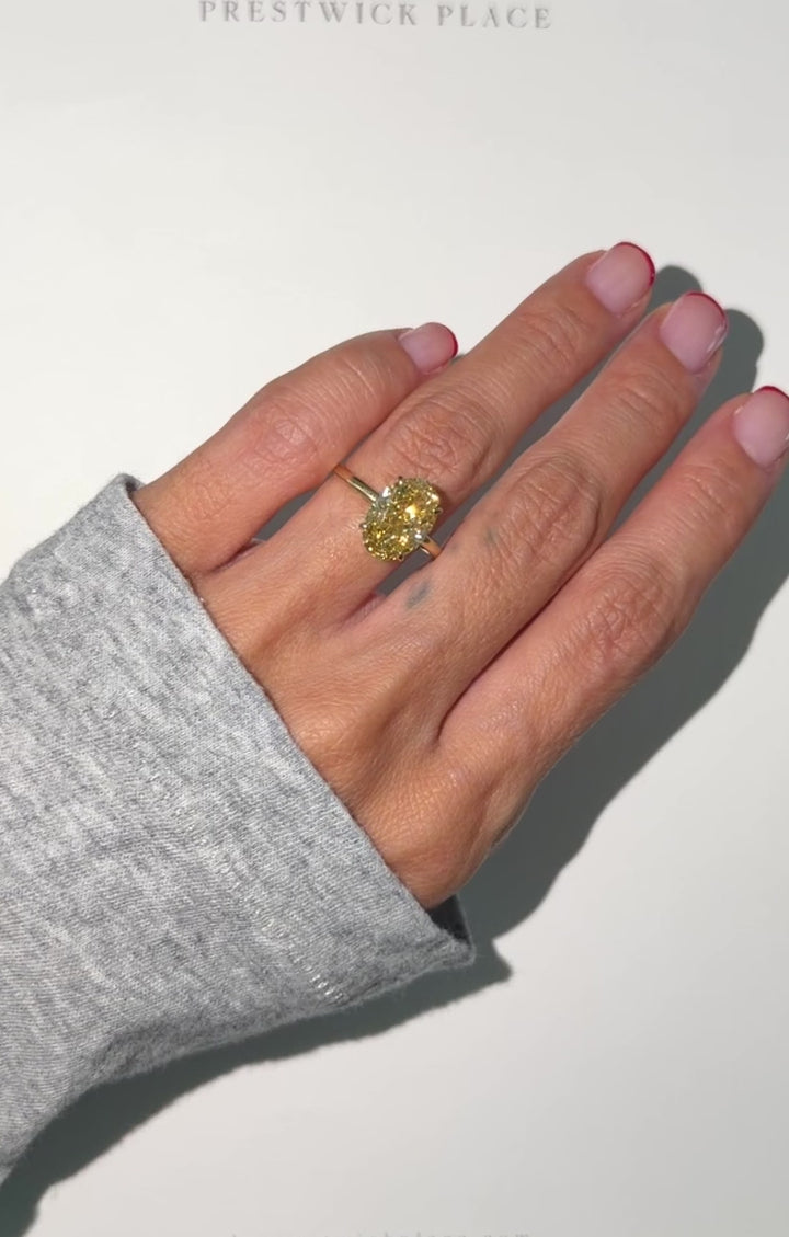 Fancy Vivid Yellow Oval 4.0ct Diamond- VS1
