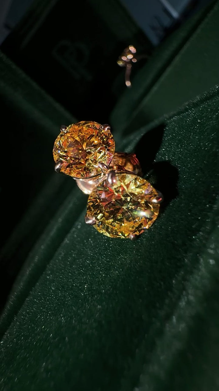4.0ct Pair | Fancy Vivid Yellow Diamond Earrings