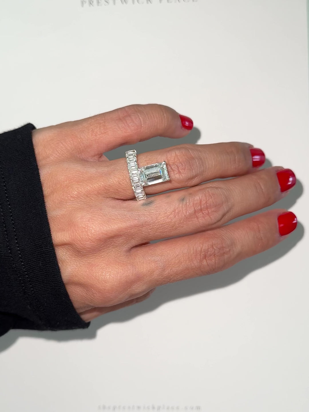 Augustus Solitaire 4.5ct with Diamond Band - Emerald Cut Lab-Diamond