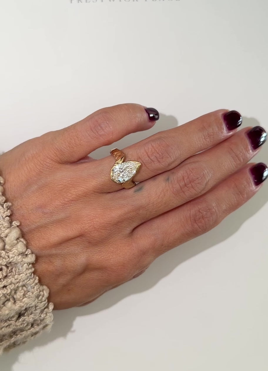 3.0ct Hammered Pear Diamond