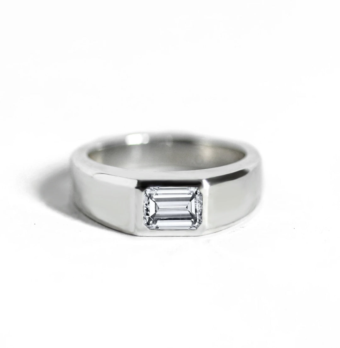 Mens East-West Set Emerald Cut 1.05ct