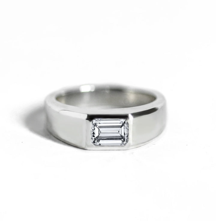 Mens East-West Set Emerald Cut 1.05ct